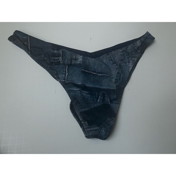 Frankies Bikinis Cheeky Bikini Bottom Denim Jeans Print Plus Size 2X Large - Picture 1 of 6